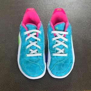 Kids Jayson Tatum sneakers in Teal with Pink, Lime & Purple accents